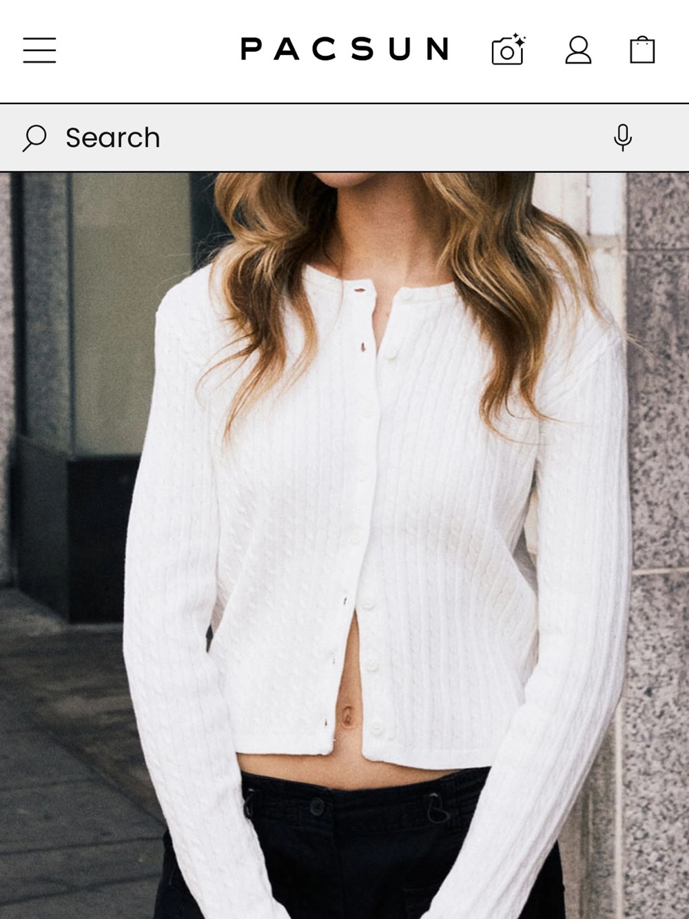 Brandy Melville White Cable Knit Cropped Cardigan